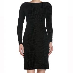 GUESS Crocodile Skin Print Midi Black Dress